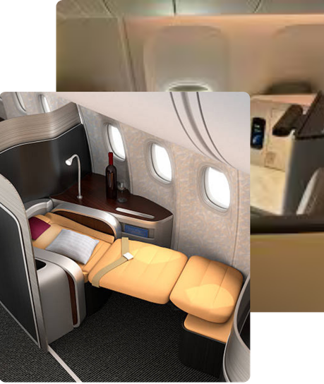 Modern Business Class Cabin with privacy suites